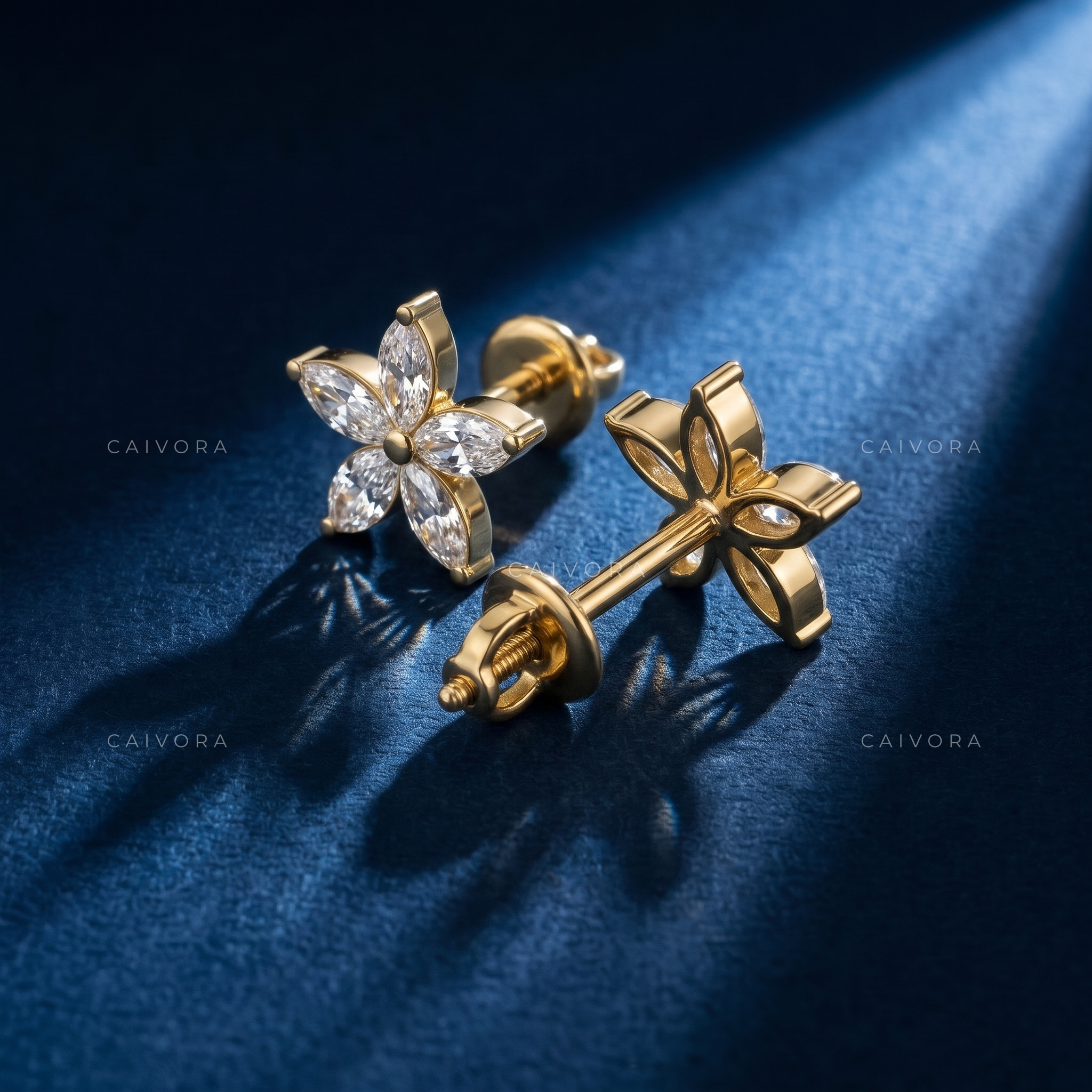 Ethereal Petal Marquise Diamond Studs