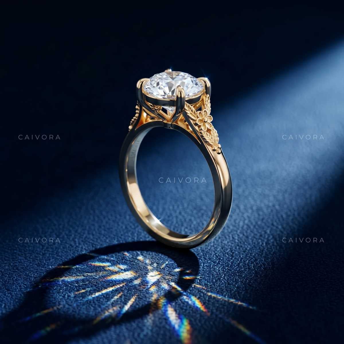 Celestine Round Diamond Architectural Engagement Ring
