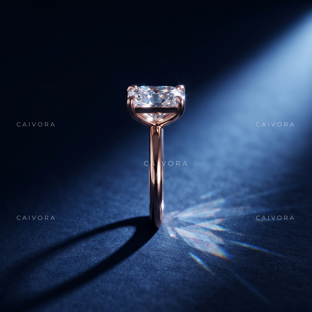 Elongated Cushion Cut Four Prong Solitaire Engagement Ring