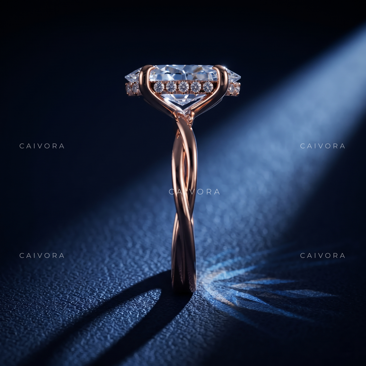 Graceful Sophistication with a Moval Cut Center Diamond