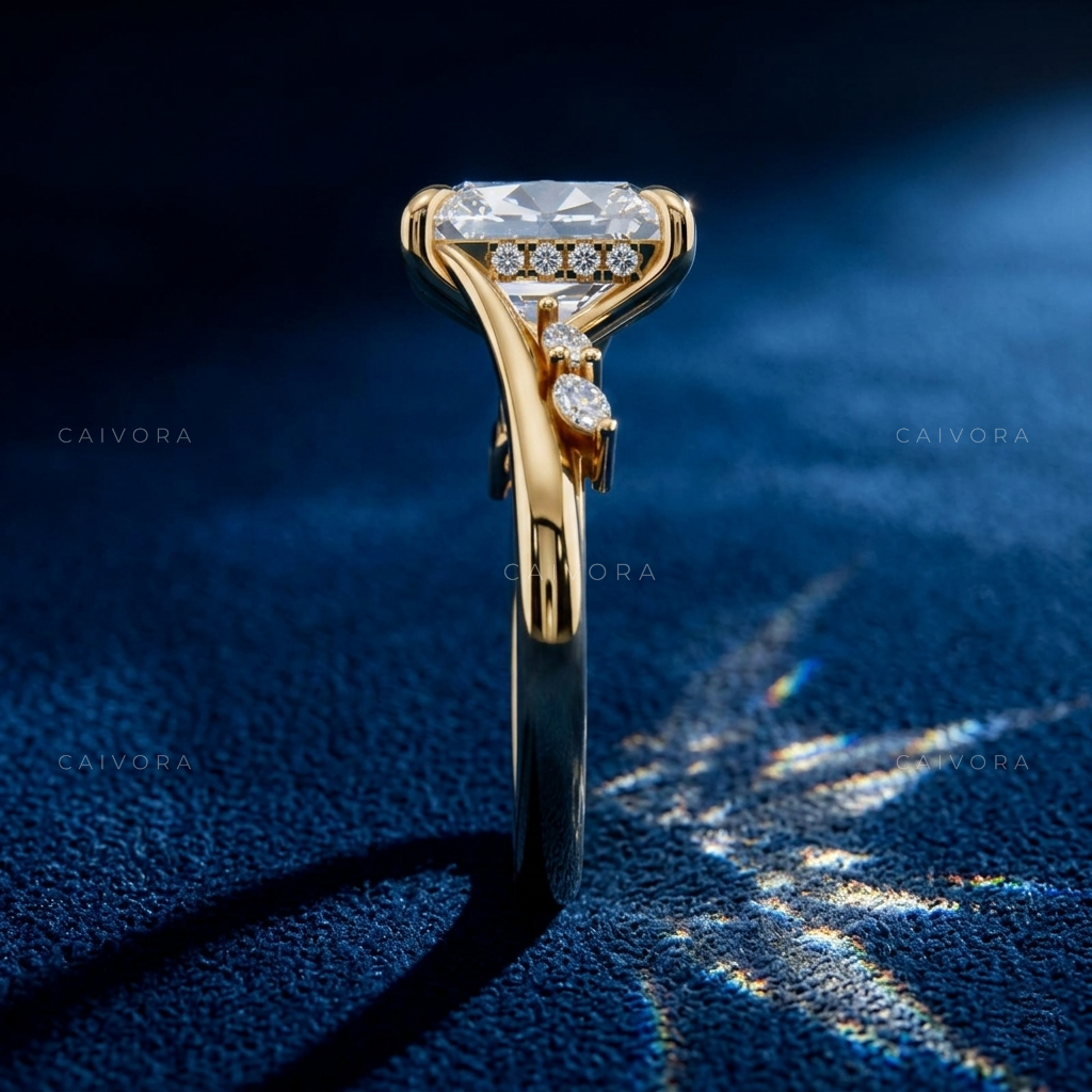 Elegant Twist Band Engagement Ring with Cushion Cut Diamond