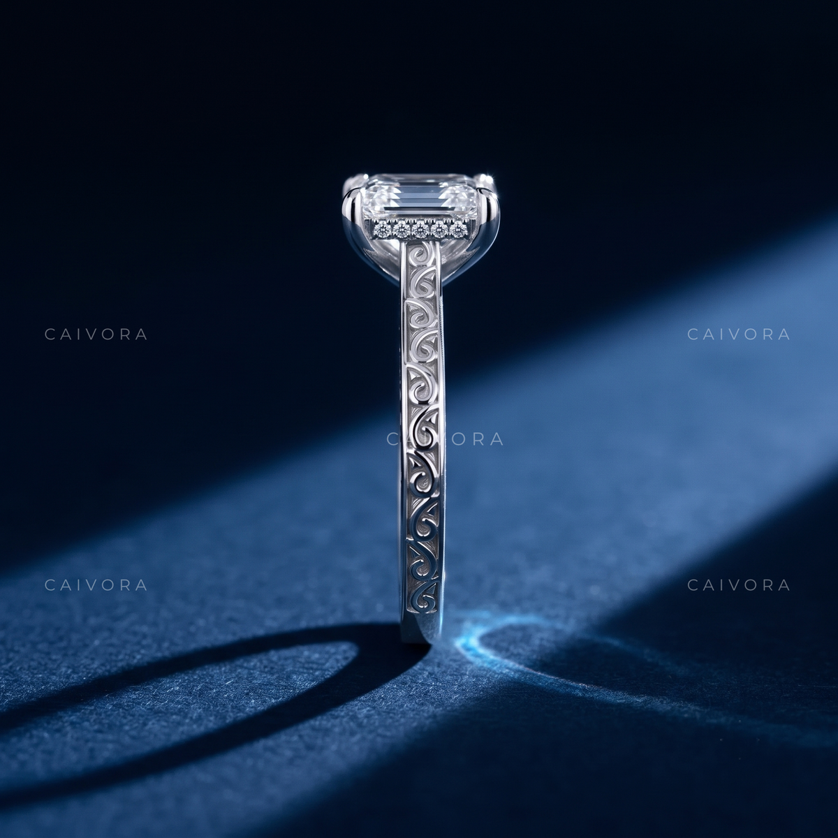 Princess Cut Diamond Modern Architectural Engagement Ring