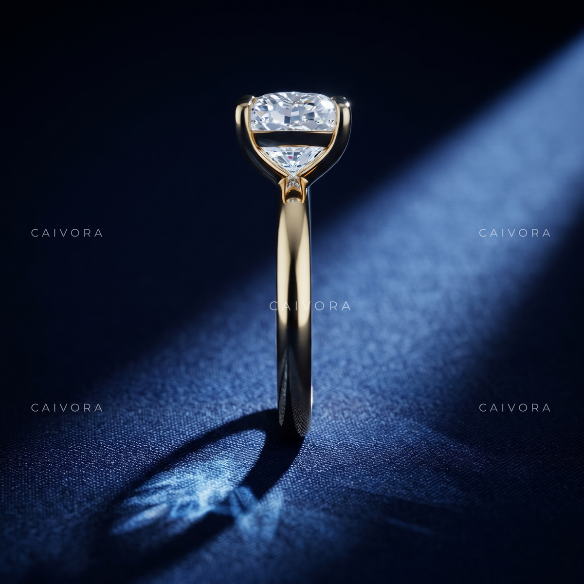 Square Cushion Cut Four Prong Solitaire Engagement Ring