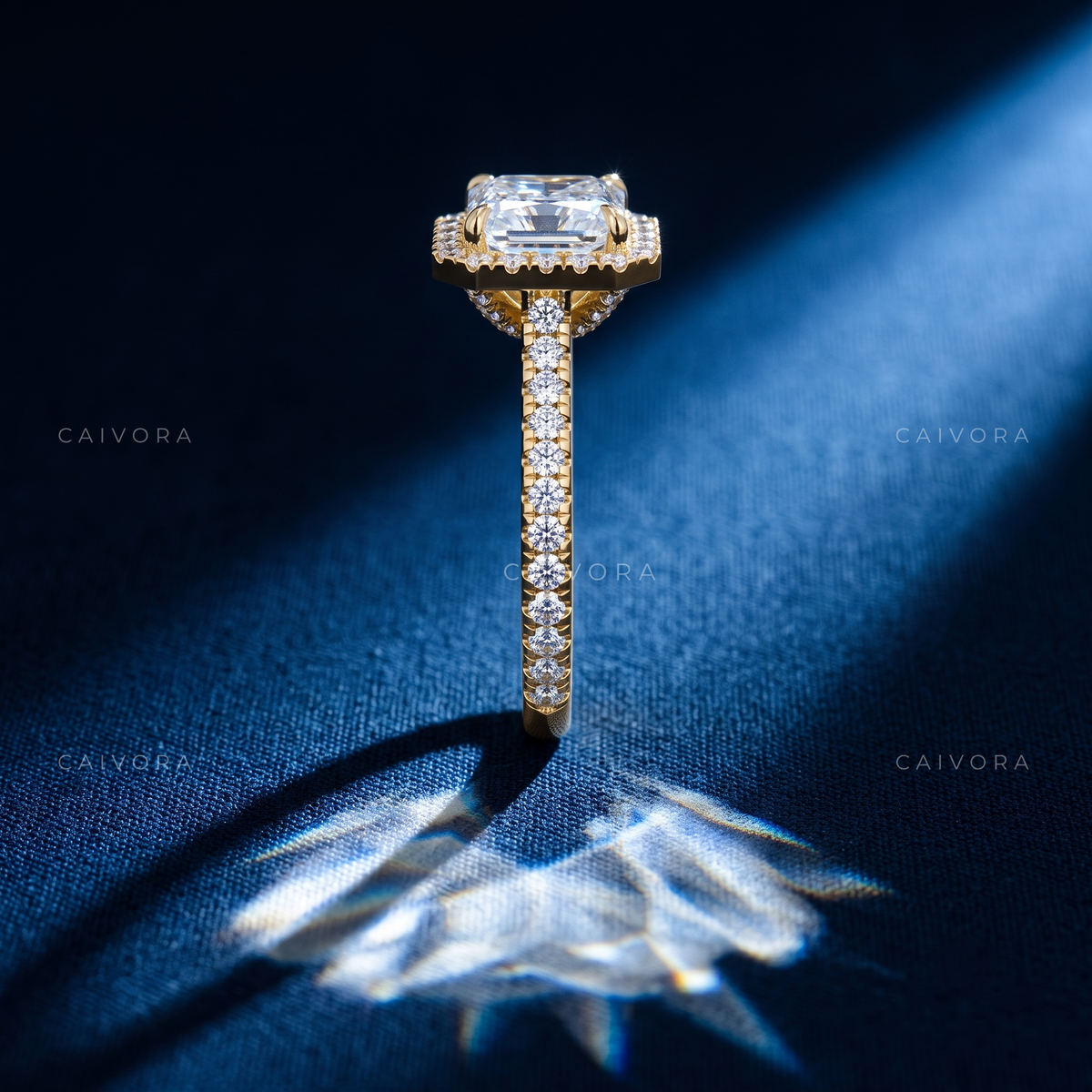 Vintage Halo Engagement Ring with Asscher Diamond & Pavé Accents