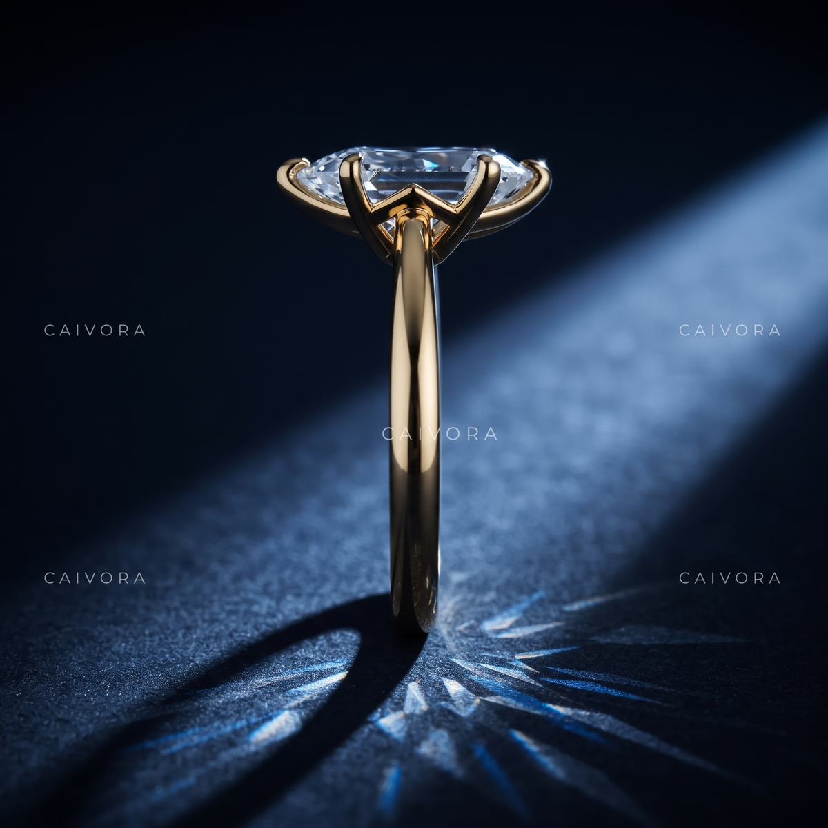 Refined Tapered Cathedral Setting with a Pear Cut Center Diamond