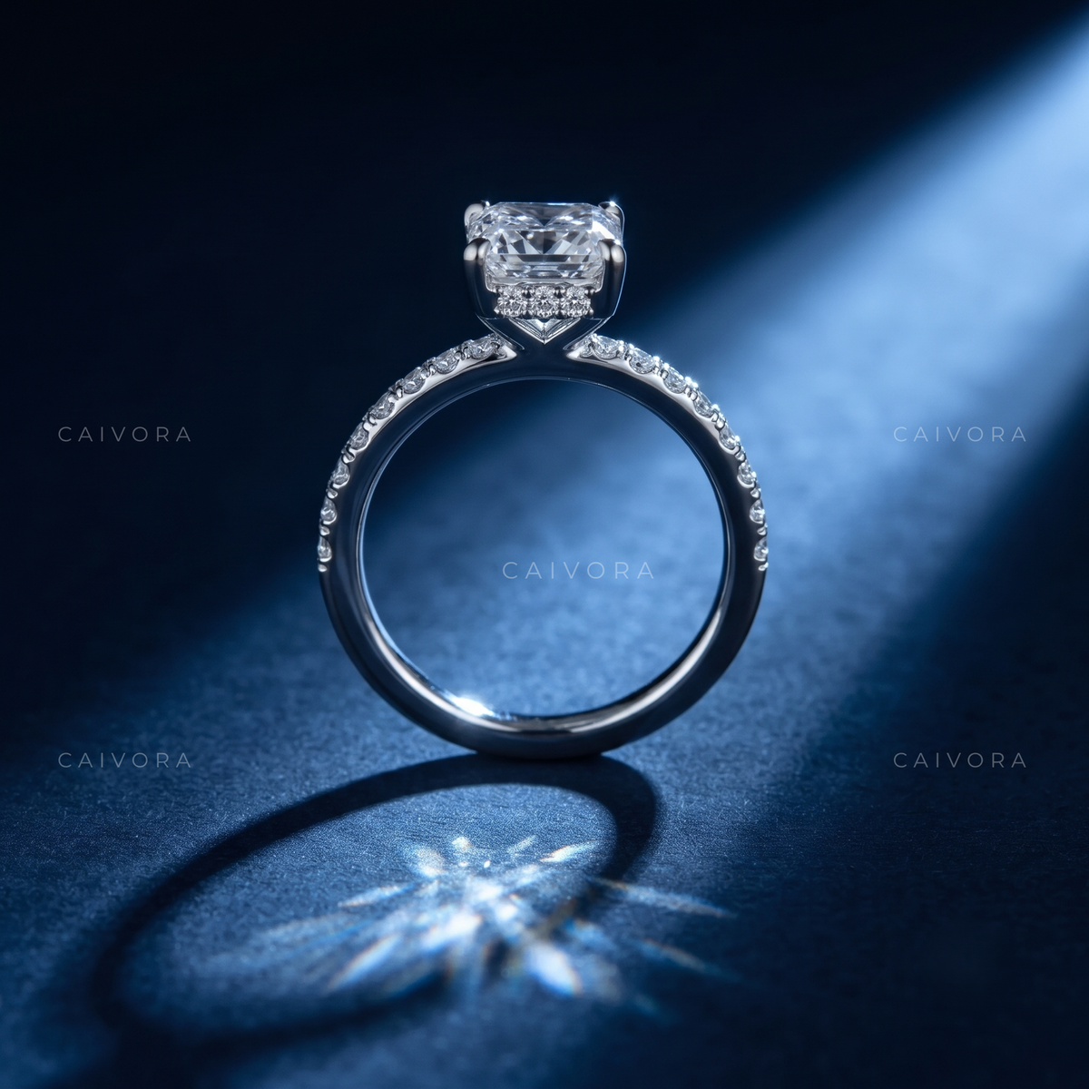 Asscher Cut Vintage Pave Diamond Engagement Ring