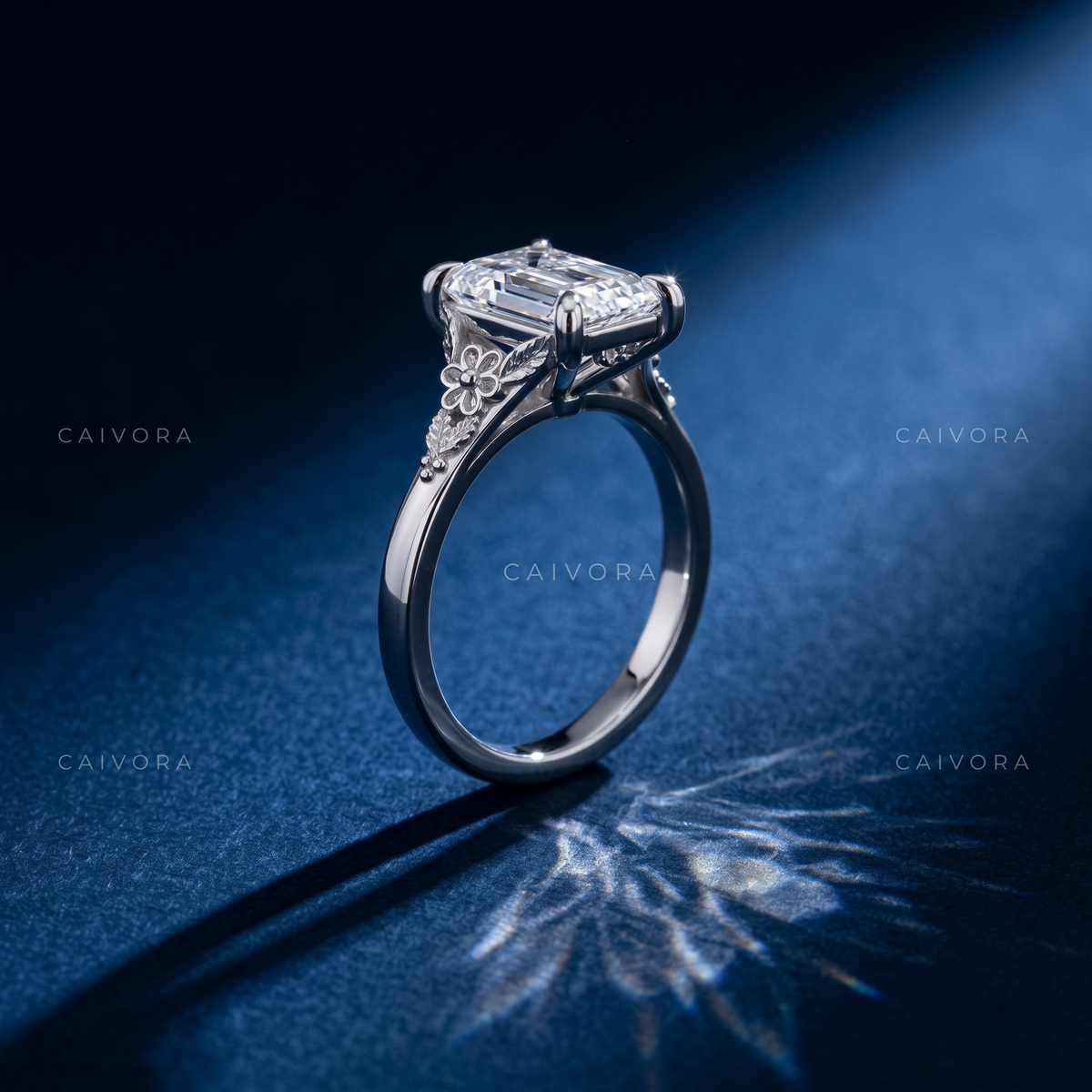 Seraphine Sculpted Engagement Ring with Radiant Diamond