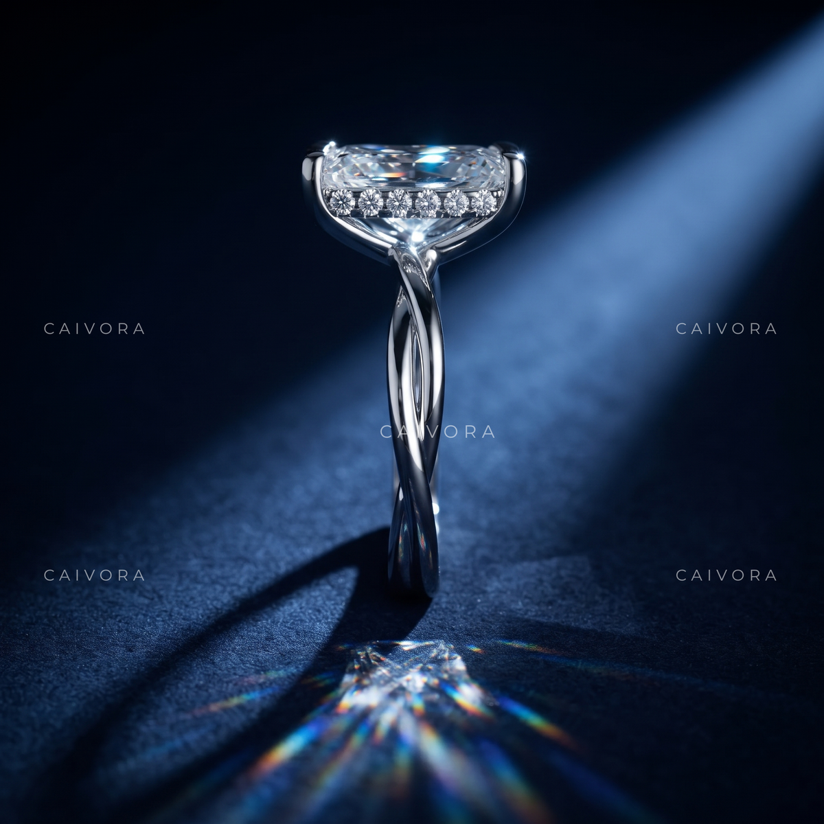 Eternal Spark Kosina Engagement Ring with a Radiant Cut Diamond