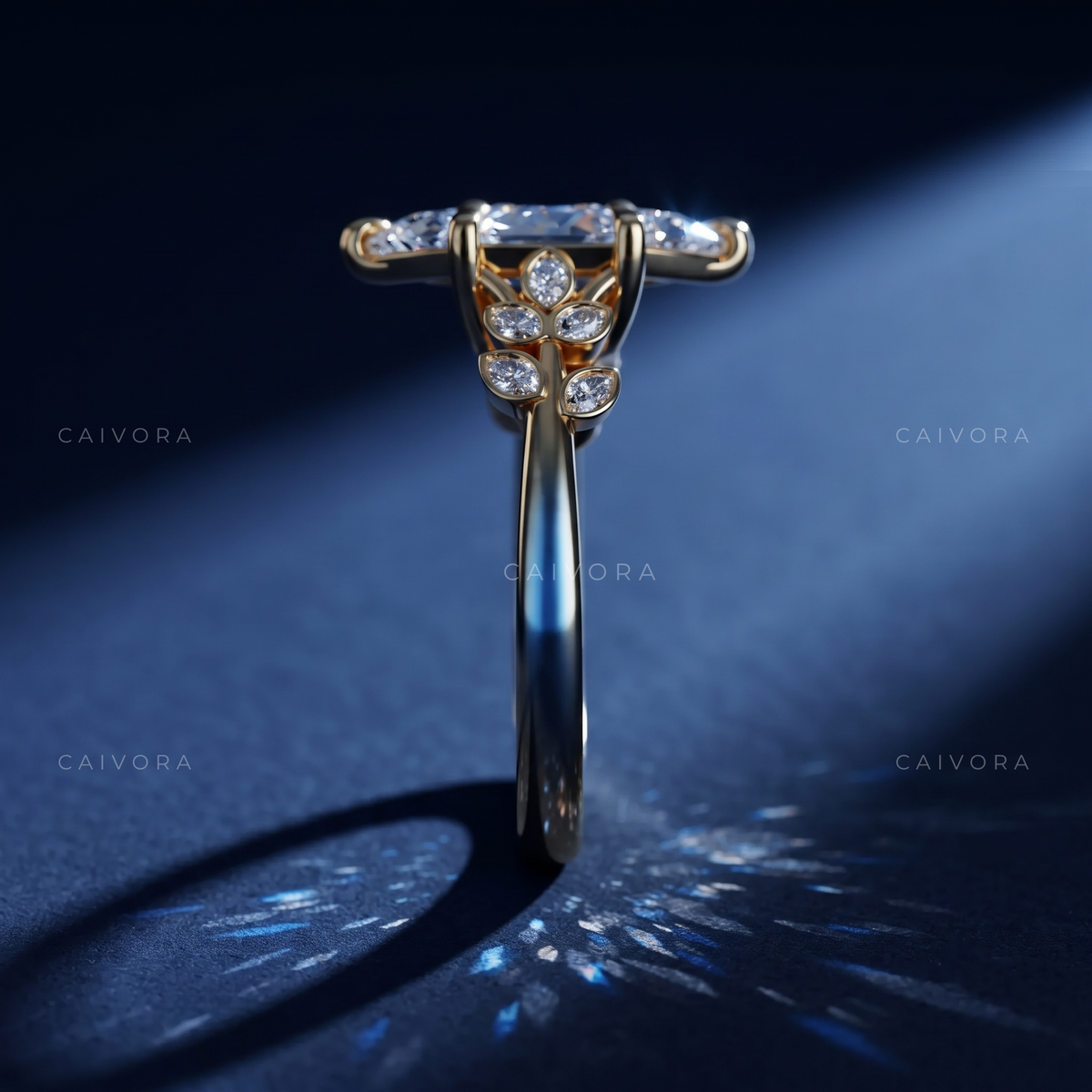 Dutch Marquise Diamond Floral Engagement Ring