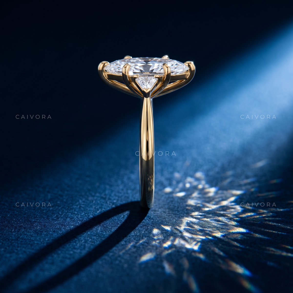 Sophisticated Three Stone Engagement Ring with Marquise Diamond & Kite Accents