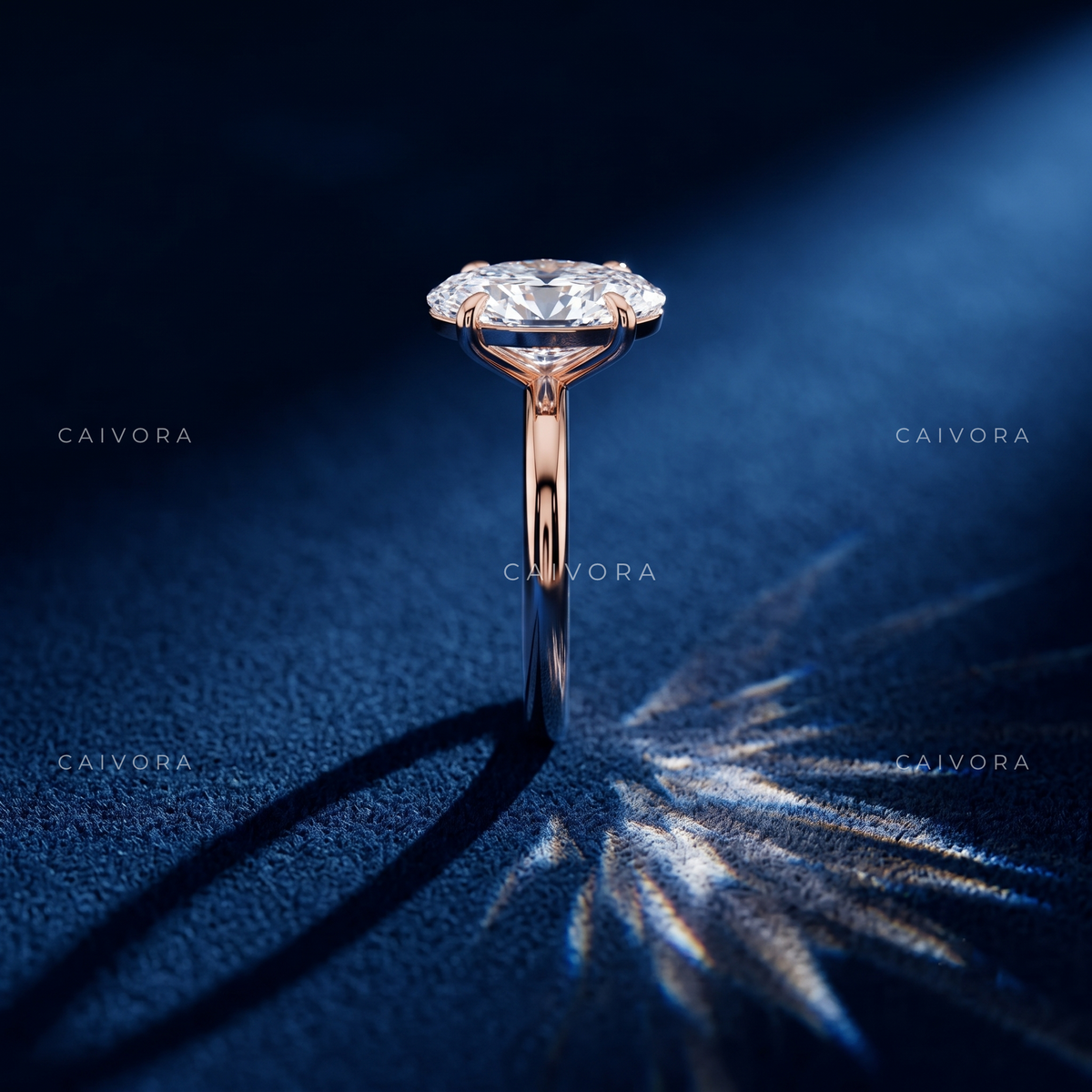 Moval Cut Four Prong Solitaire Engagement Ring