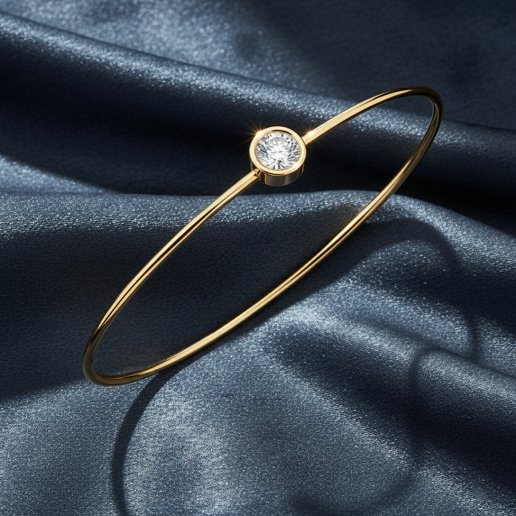 Sleek Bezel Set Lab Diamond Bangle Bracelet