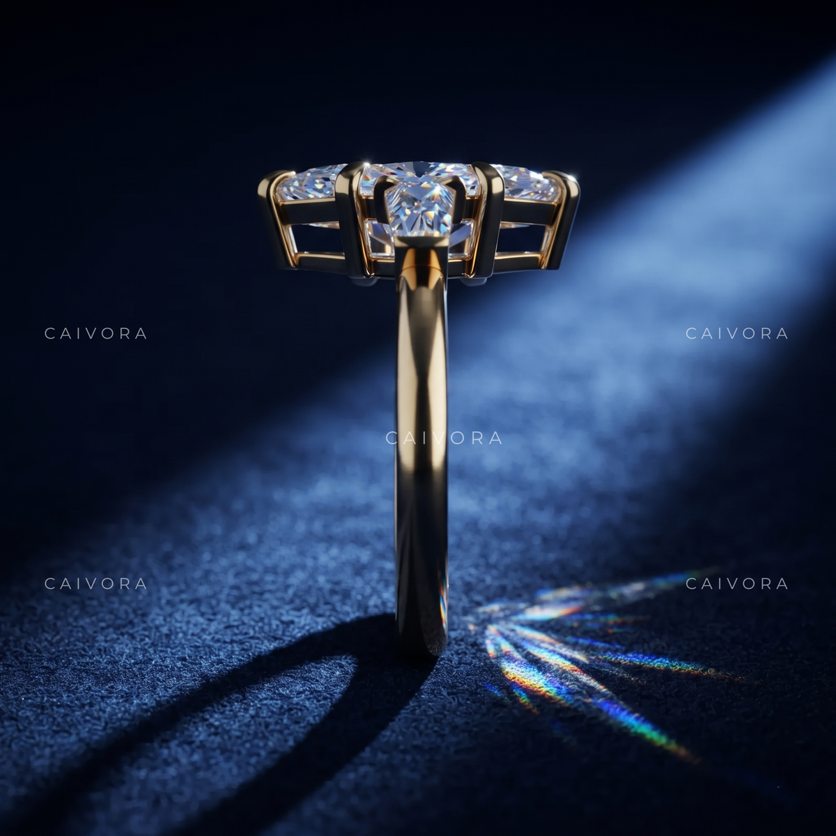 Sculpted Elegance with a Marquise Cut Center Diamond