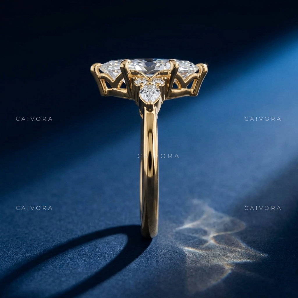 Elegant Triana Engagement Ring with a Marquise Cut Center Diamond
