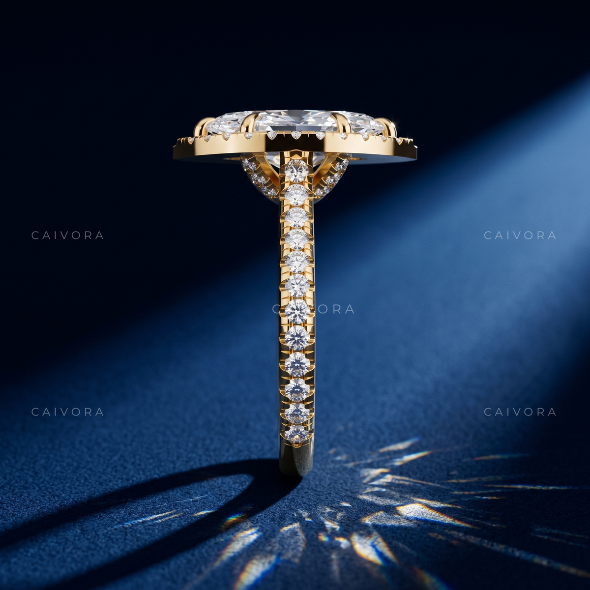 Sophisticated Halo Engagement Ring with Marquise Diamond & Pavé Accents
