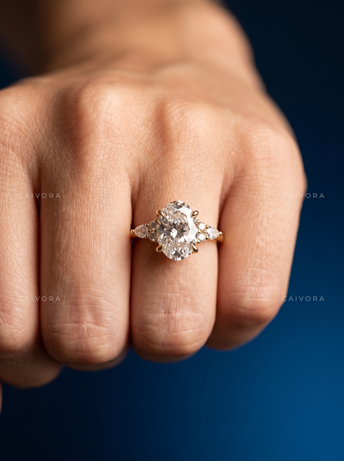 Distinctive Latin-Inspired Engagement Ring with an Oval Cut Center