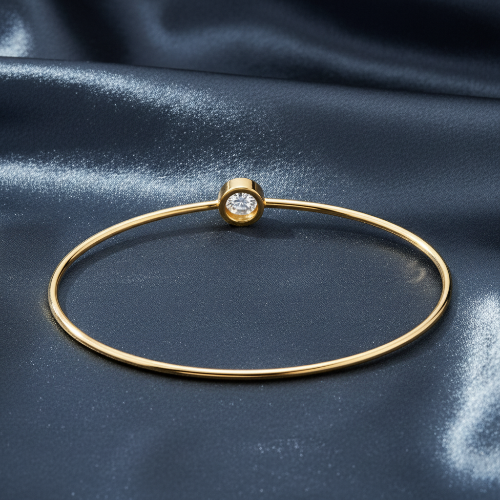 Sleek Bezel Set Lab Diamond Bangle Bracelet
