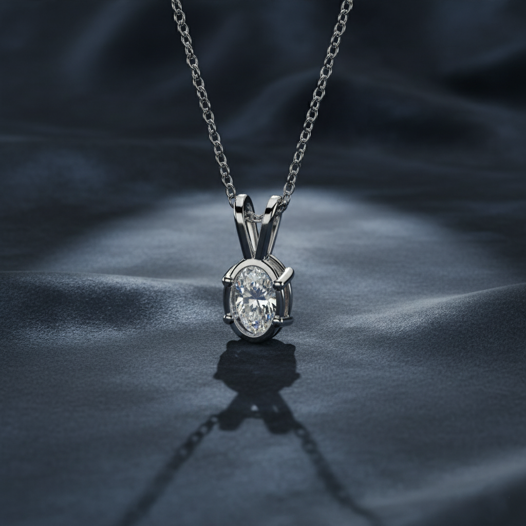 Brilliant Oval Cut Lab Diamond Solitaire Necklace