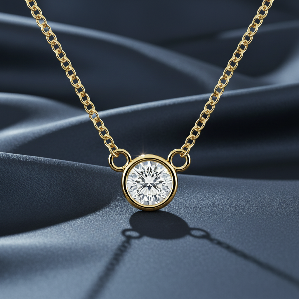 Alluring Round Cut Yellow Gold Diamond Pendant