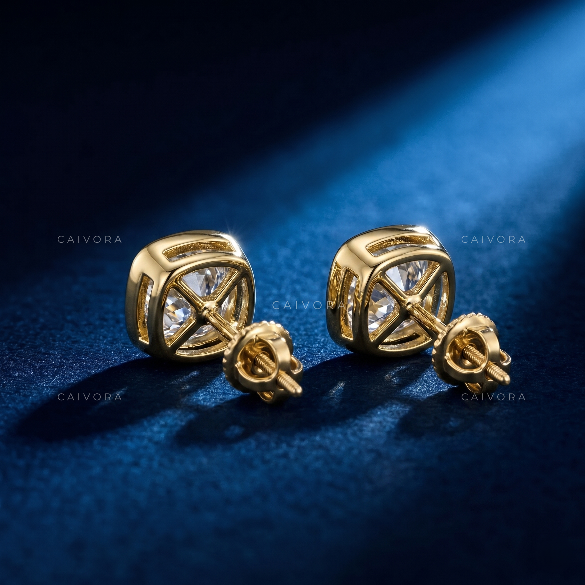 The Cushion Bezel Solitaire Stud Earrings