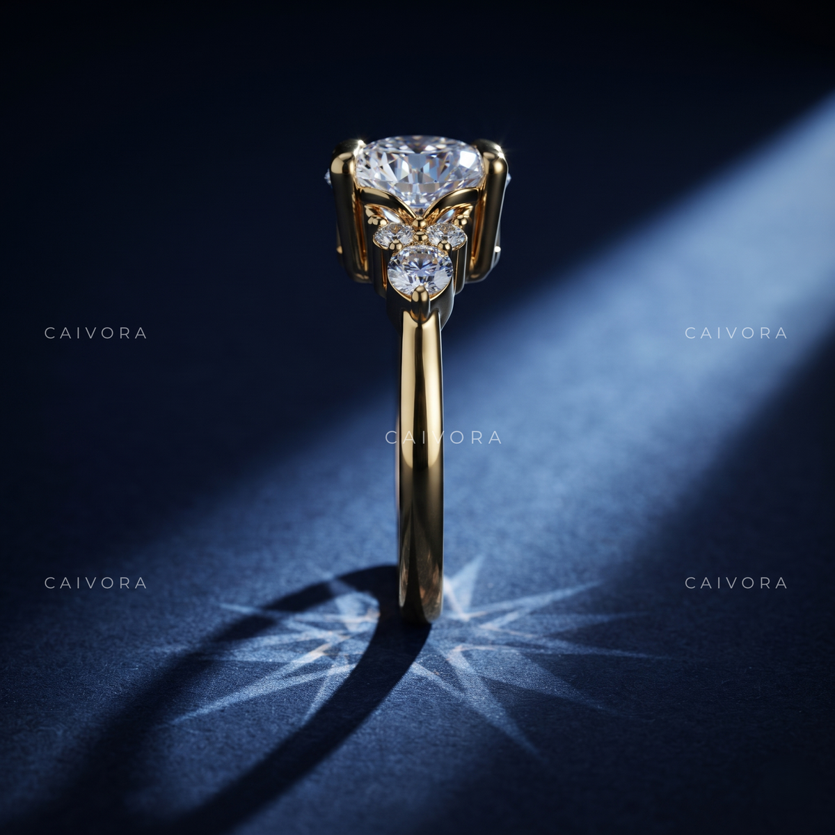 Distinctive Triana Engagement Ring with a Round Cut Center Diamond