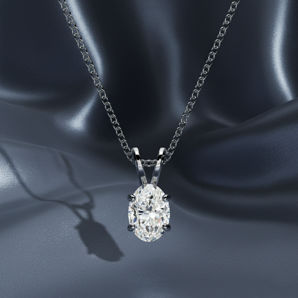 Brilliant Oval Cut Lab Diamond Solitaire Necklace
