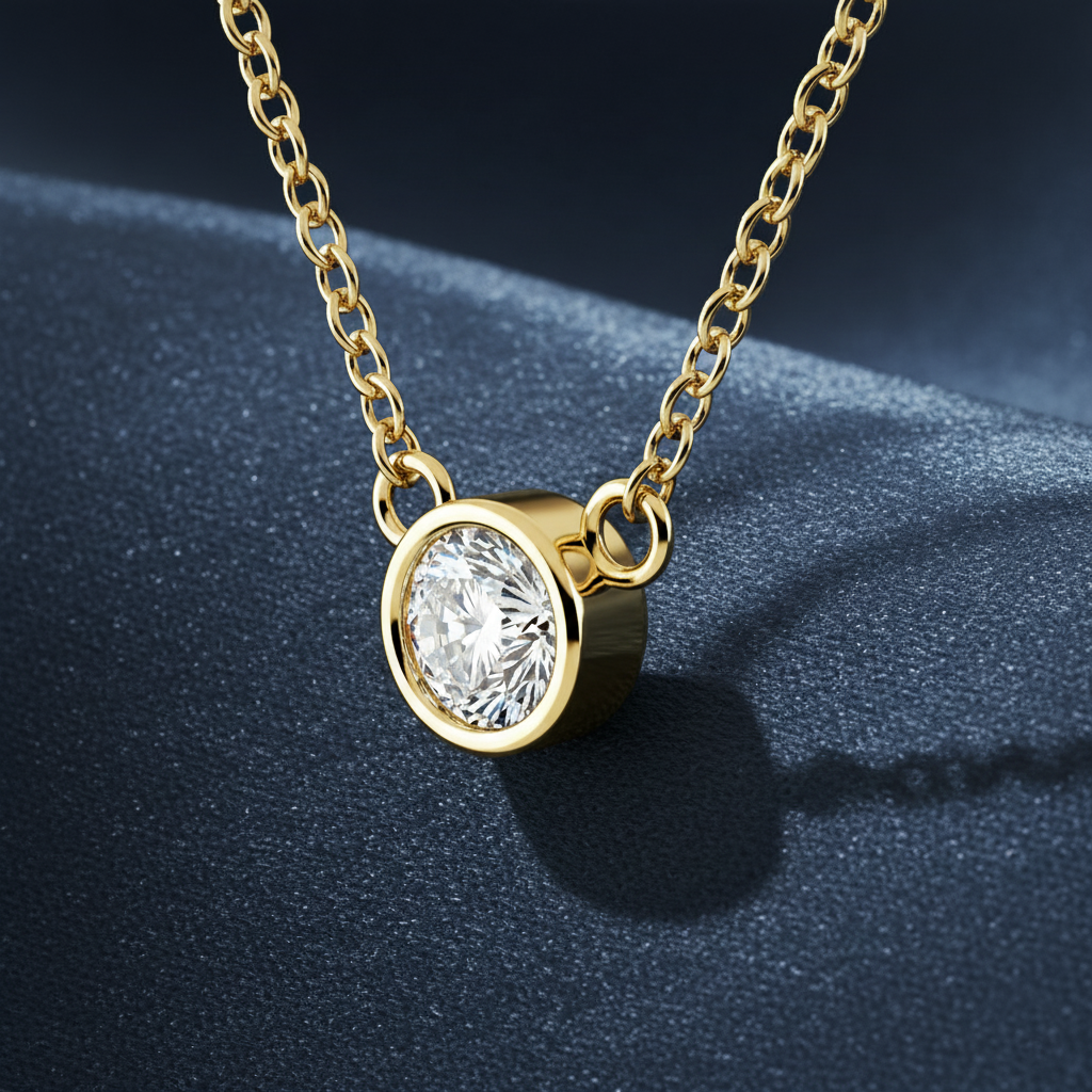 Alluring Round Cut Yellow Gold Diamond Pendant
