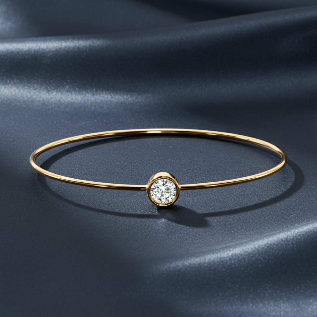Sleek Bezel Set Lab Diamond Bangle Bracelet