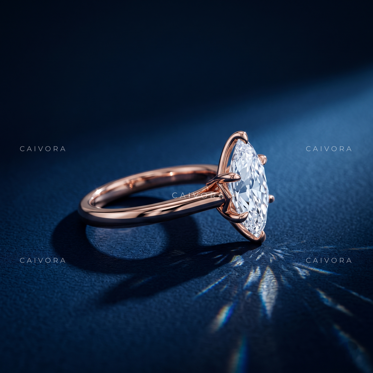 Modern Tapered Cathedral Engagement Ring Highlighting a Hexagon Cut Diamond