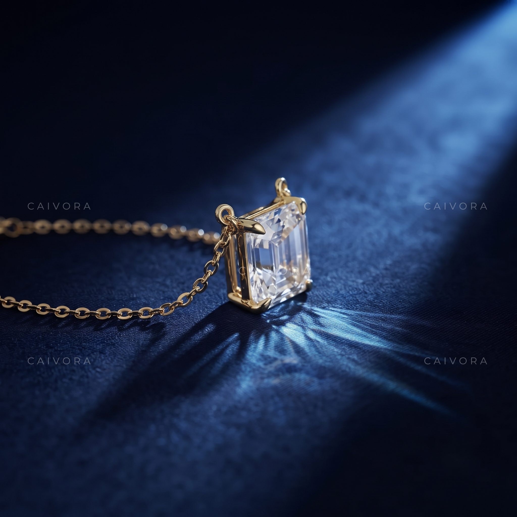 Emerald Cut East-West Lab-Grown Diamond Solitaire Pendant Necklace