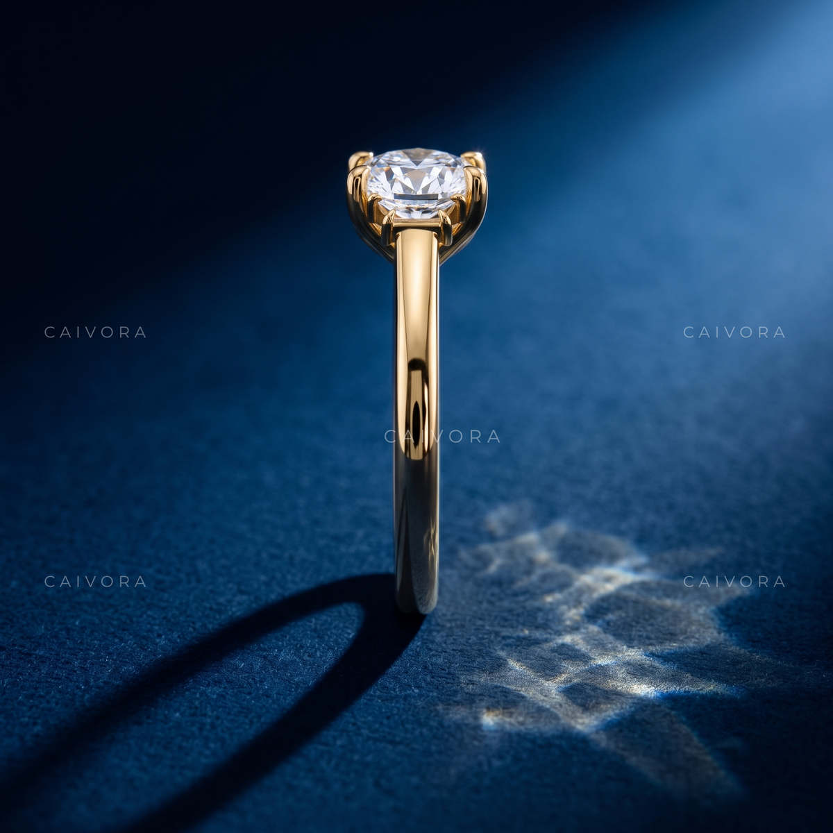 Timeless Three Stone Engagement Ring with Cushion Diamond & Trapezoid Accents