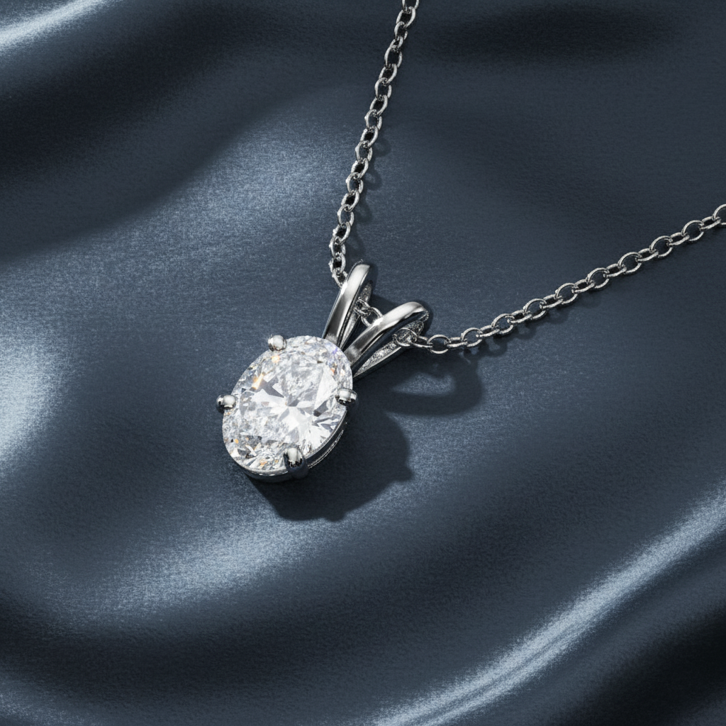 Brilliant Oval Cut Lab Diamond Solitaire Necklace