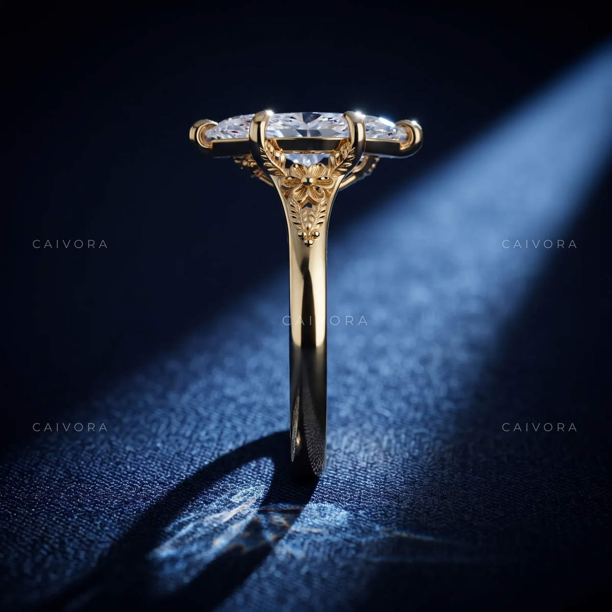 Elara Contour Engagement Ring with Marquise Diamond