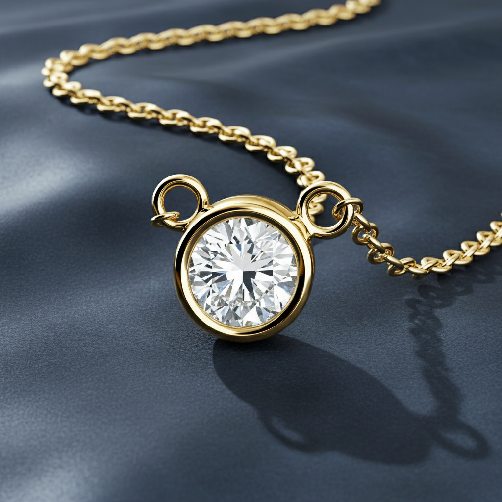 Alluring Round Cut Yellow Gold Diamond Pendant