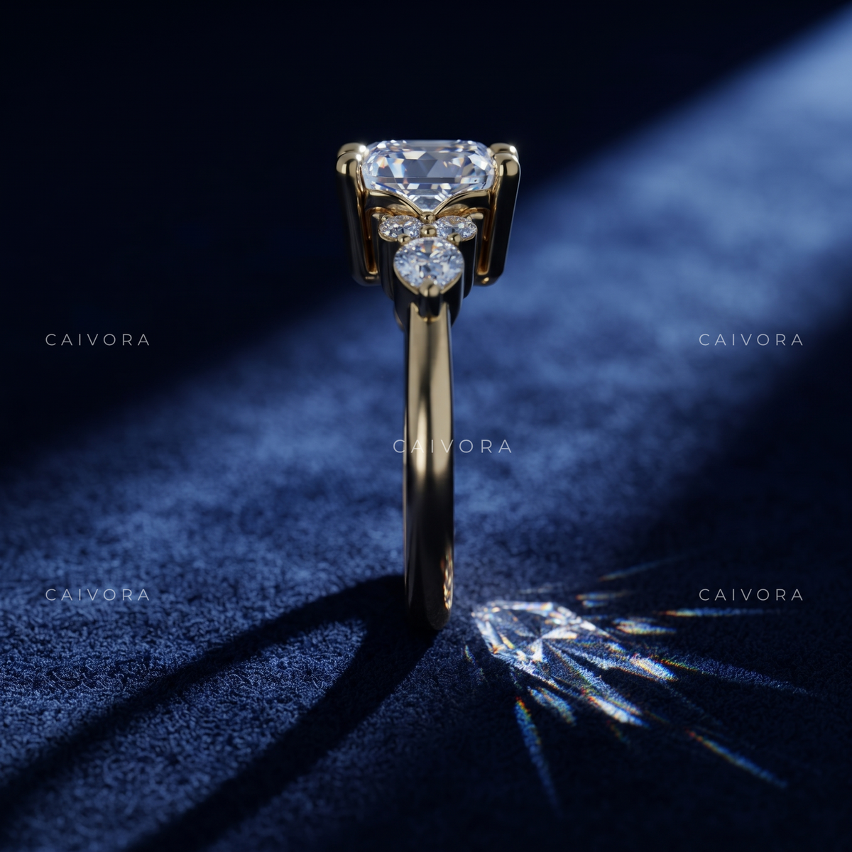 Distinctive Triana Engagement Ring Showcasing an Asscher Cut Diamond