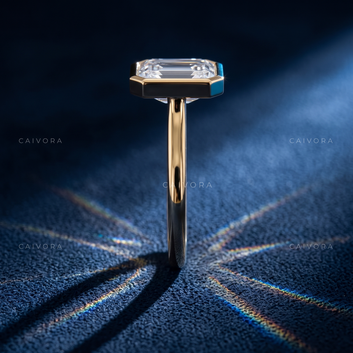 Emerald Cut Modern Bezel Engagement Ring