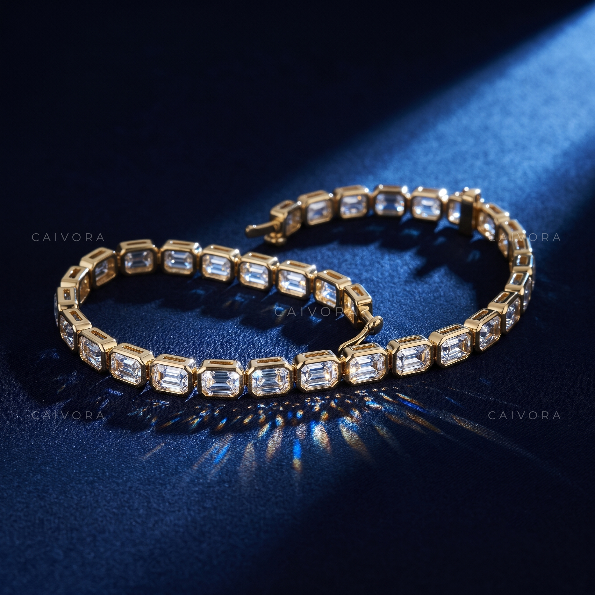 Emerald Cut Bezel Tennis Bracelet