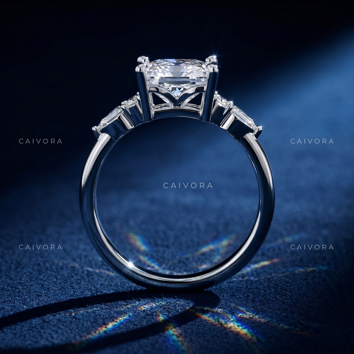 Latin-Inspired Diamond Engagement Ring Featuring an Asscher Cut Center
