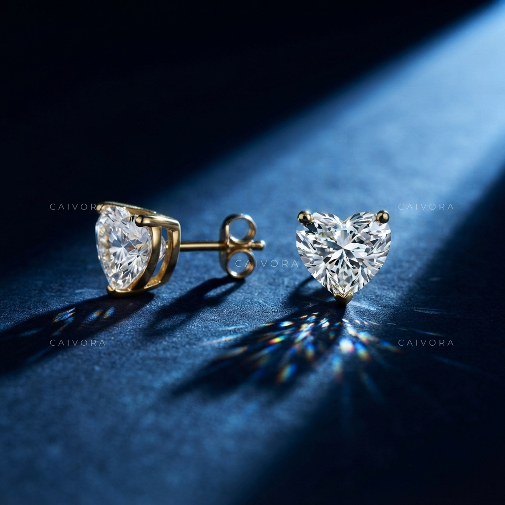 Luminous Heart 3-Prong Lab-Grown Diamond Stud Earrings