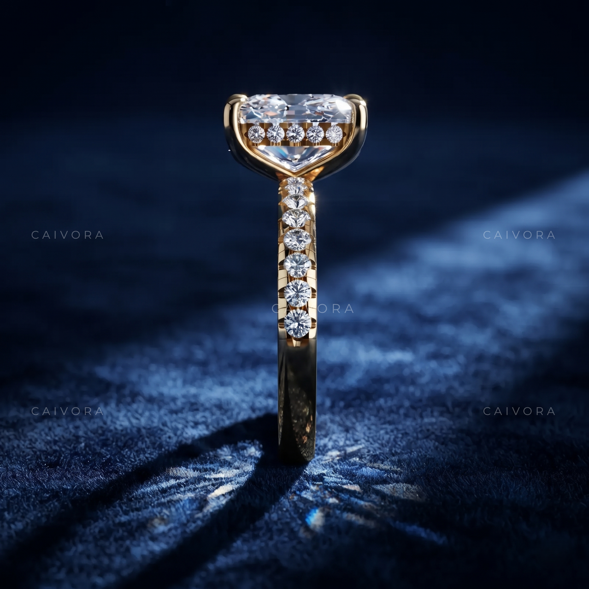 Cushion Cut Cathedral Pave Engagement Ring