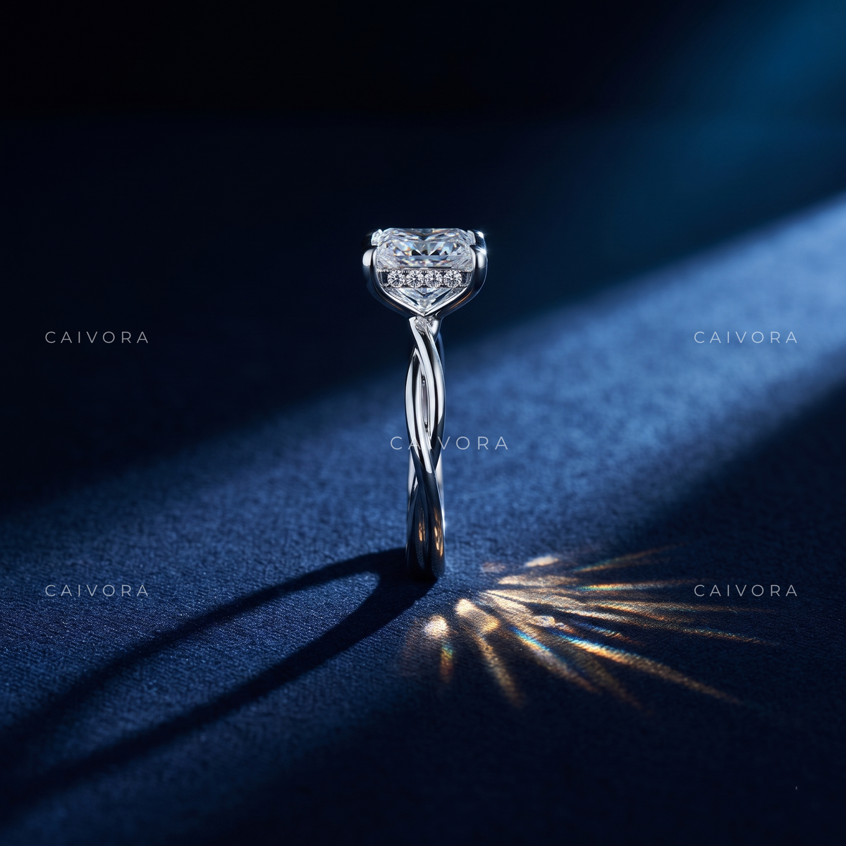 Art Deco Aura Kosina Engagement Ring Showcasing an  Princess Cut Diamond