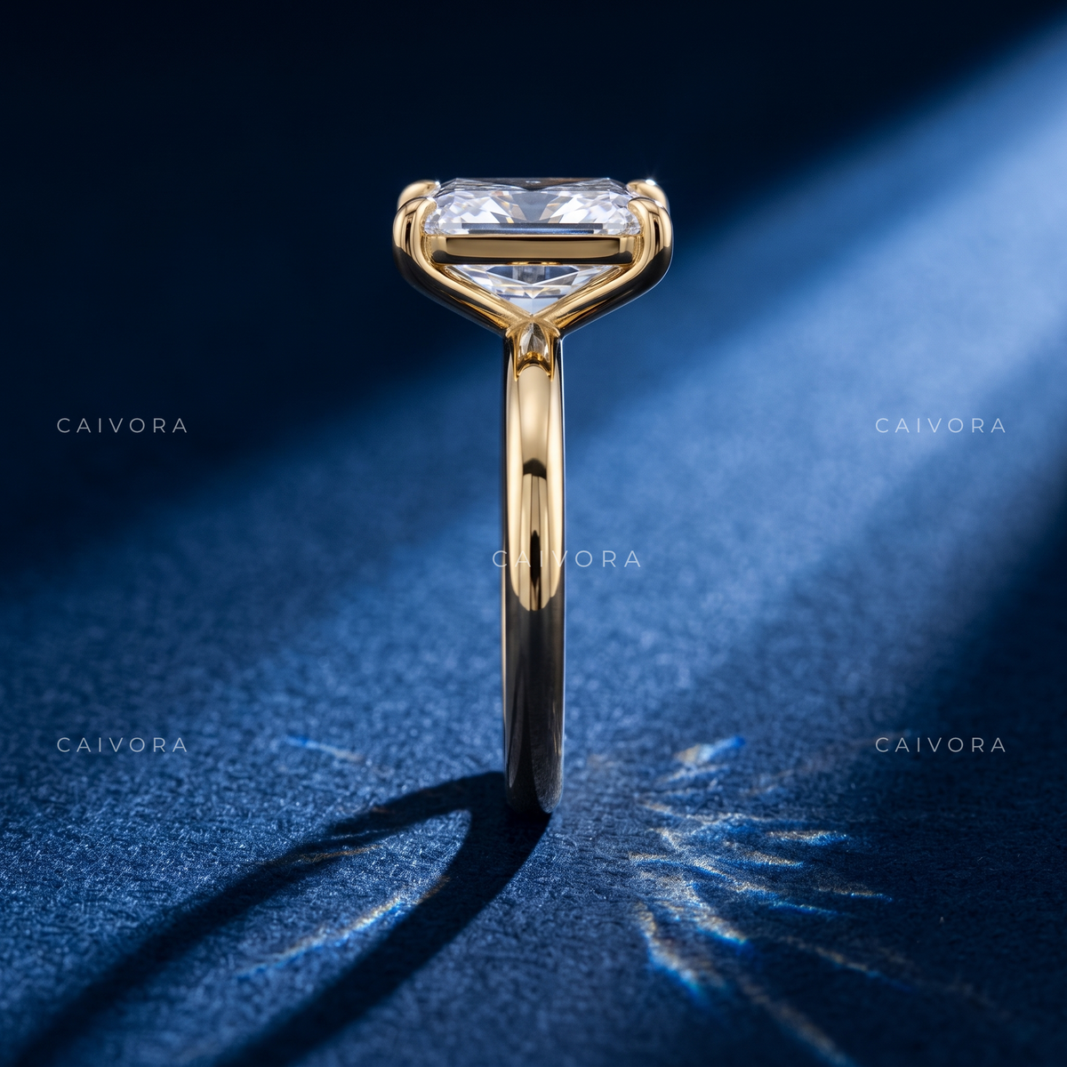 Elongated Crisscut Cushion Four Prong Solitaire Engagement Ring