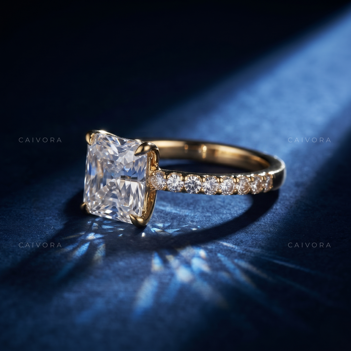Elegant Twist Band Engagement Ring with Asscher Cut Diamond