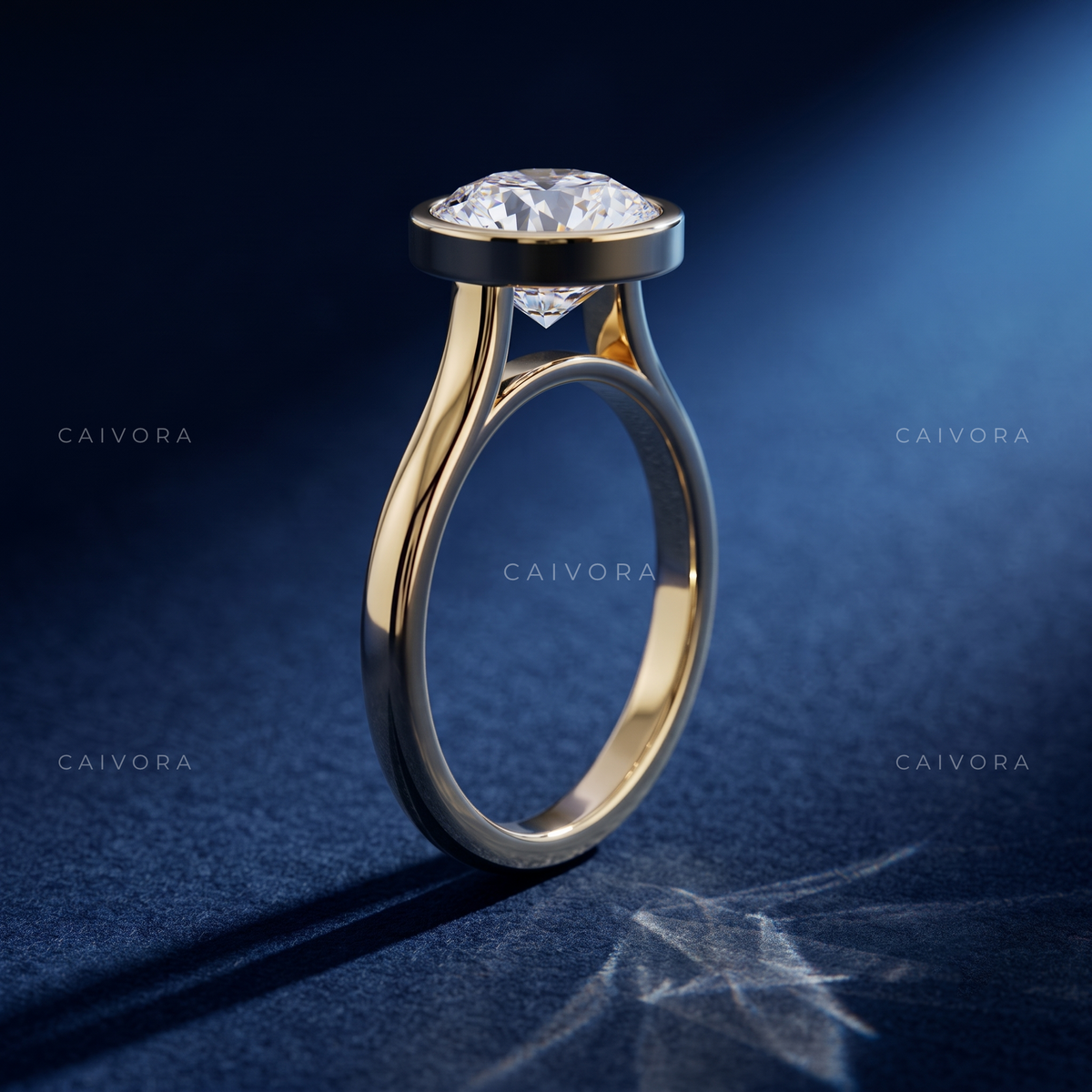 Round Bezel Set Solitaire Engagement Ring