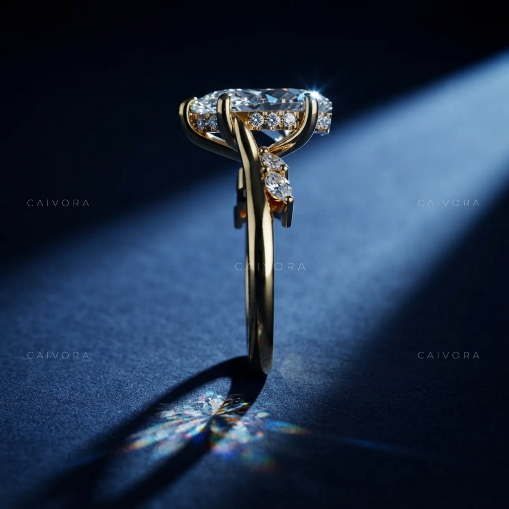 Pear Cut Diamond Engagement Ring with Sculpted Twist Band