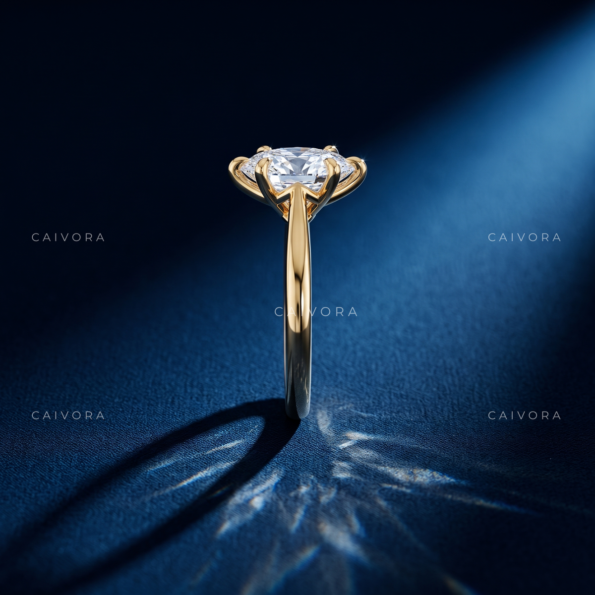 Timeless Tapered Cathedral Engagement Ring with an Oval Cut Diamond