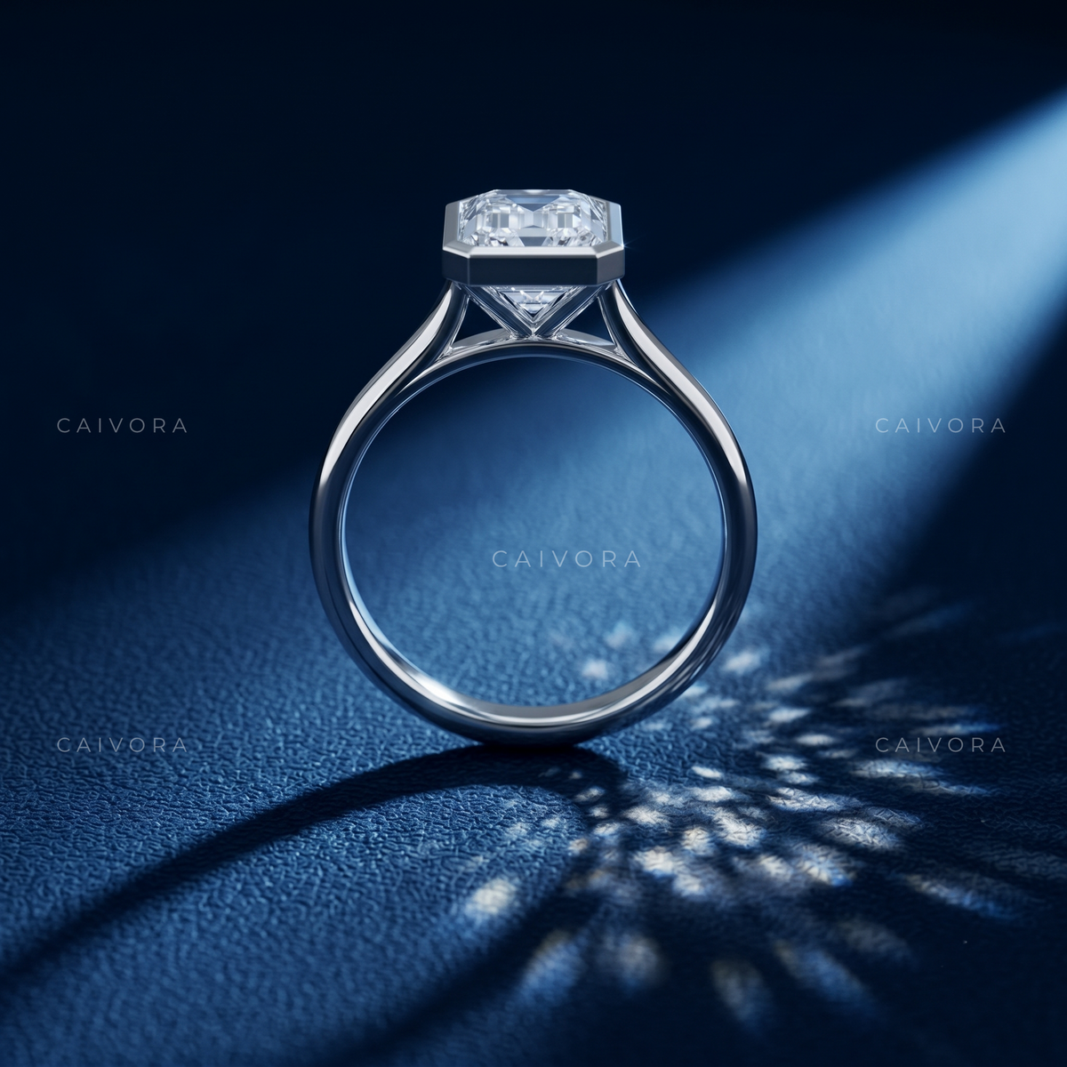 Radiant Diamond Bezel Solitaire Engagement Ring