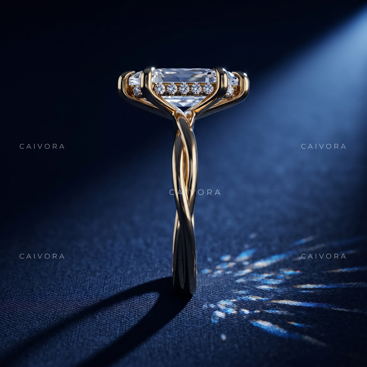 Modern Sophistication with an Elongated Hexagon Step Cut Center