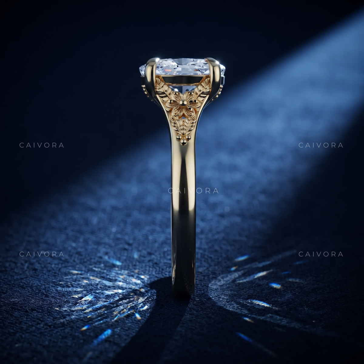 Valleria Sculpted Engagement Ring with an Elongated Cushion Diamond