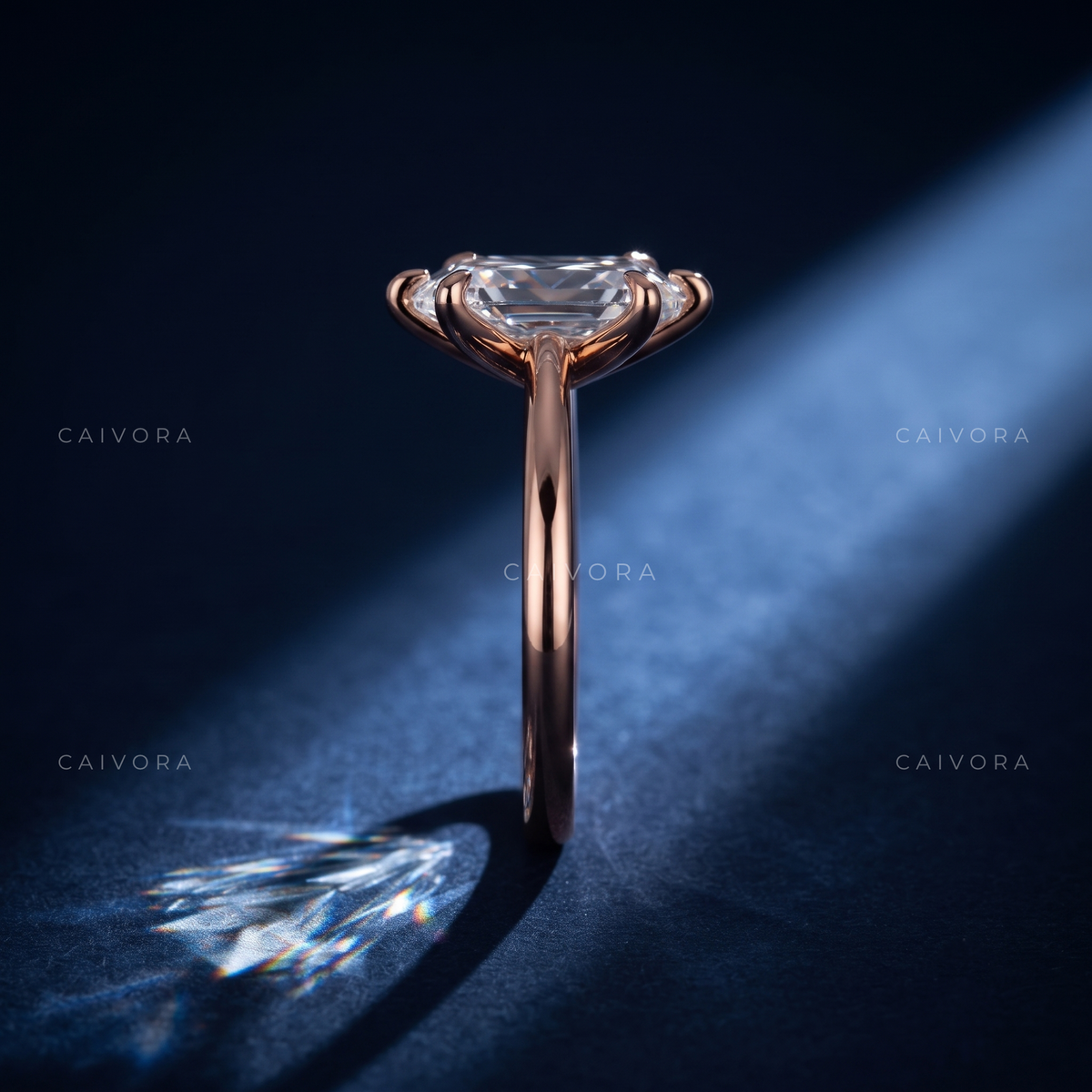Hexagon Cut Hidden Halo Pavé Tulip Engagement Ring